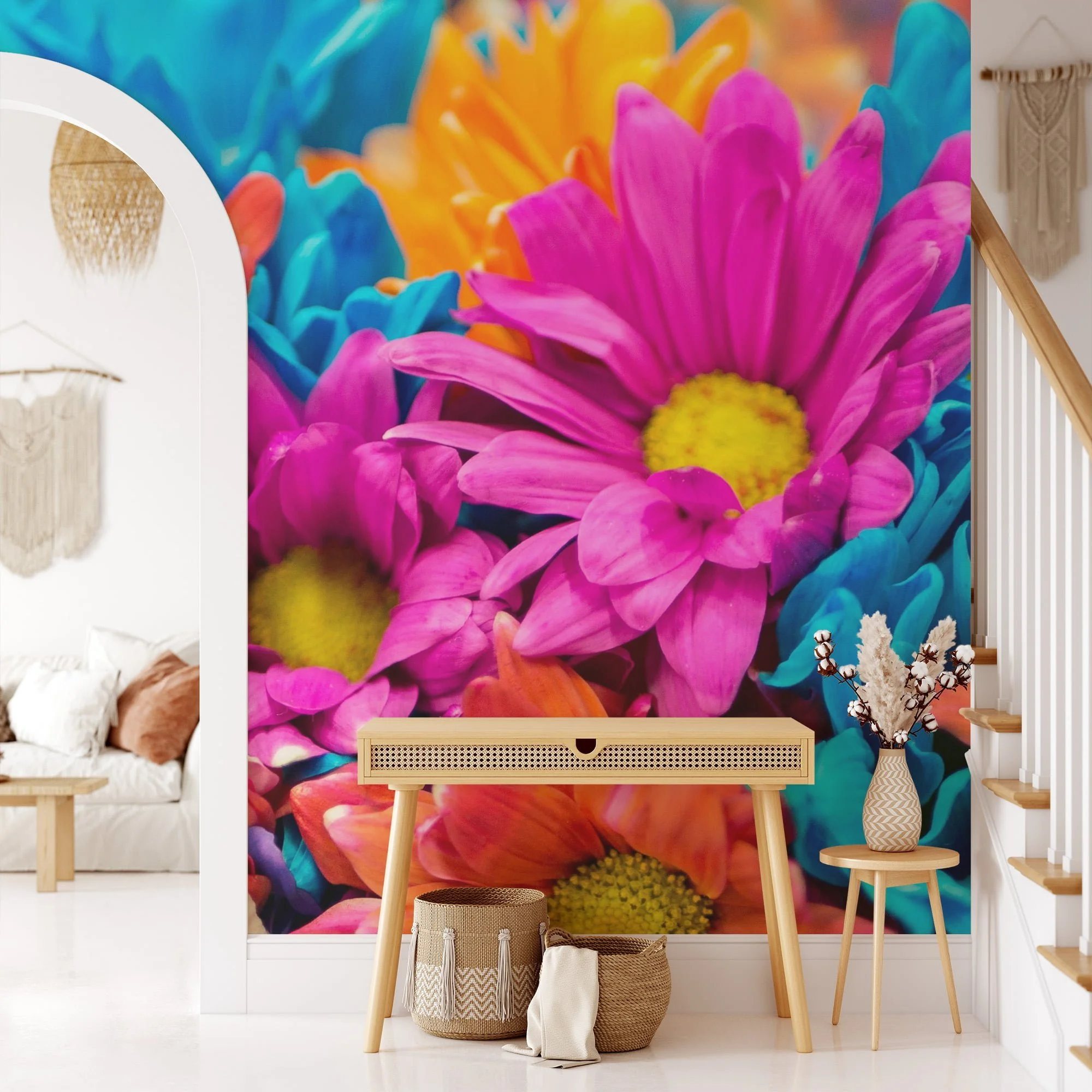 Nature-Inspired Spring Flowers Wallpaper, Peel and Stick Self Adhesive Removable Wall Mural, Colorful Floral Pattern for Modern Home Decor
