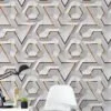 Peel and Stick White Geometric Modules Wallpaper, Self-Adhesive Removable Wall Mural, Modern Wall Decoration for Living Rooms or Bedrooms