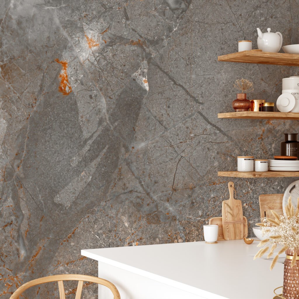 Create an Artistic Focal Point with Stone Marble Texture with Orange Cracks Wallpaper, a Peel & Stick Self Adhesive Wall Mural that Adds Vibrancy to Your Space