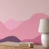 Minimalistic Abstract Mountains Wallpaper with Pink and Purple Hues for a Contemporary and Chic Home Decor