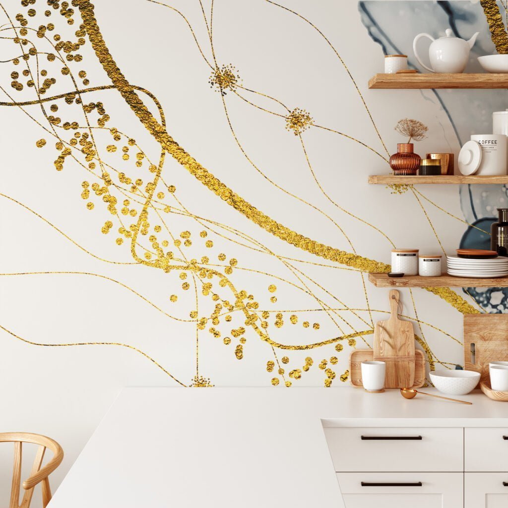 Abstract Gold Swirl Removable Wallpaper - Easy to Install Peel & Stick Mural