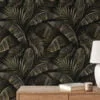 Vintage Charm Meets Tropical Beauty with Banana Leaves Pattern - Self-Adhesive Peel and Stick Dark Leaf Wallpaper for a Refreshed Bathroom or Bedroom