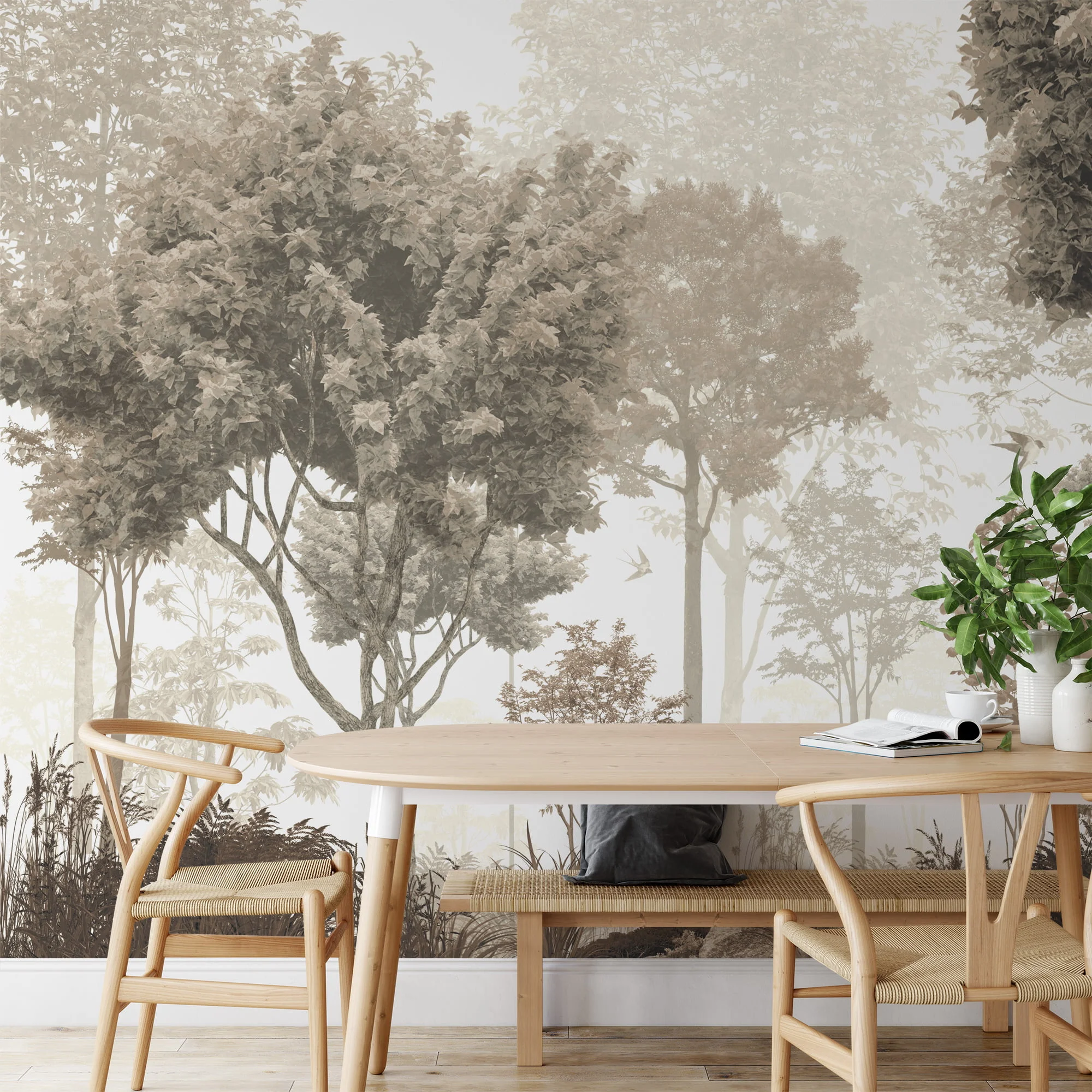 Vintage Style Forest and Deers Wall Mural for a Unique and Beautiful Interior