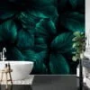 Rich and Luxurious Dark Green Cannifolium Leaves Pattern - Self-Adhesive Peel and Stick Green Nature Wallpaper with Tropical Charm