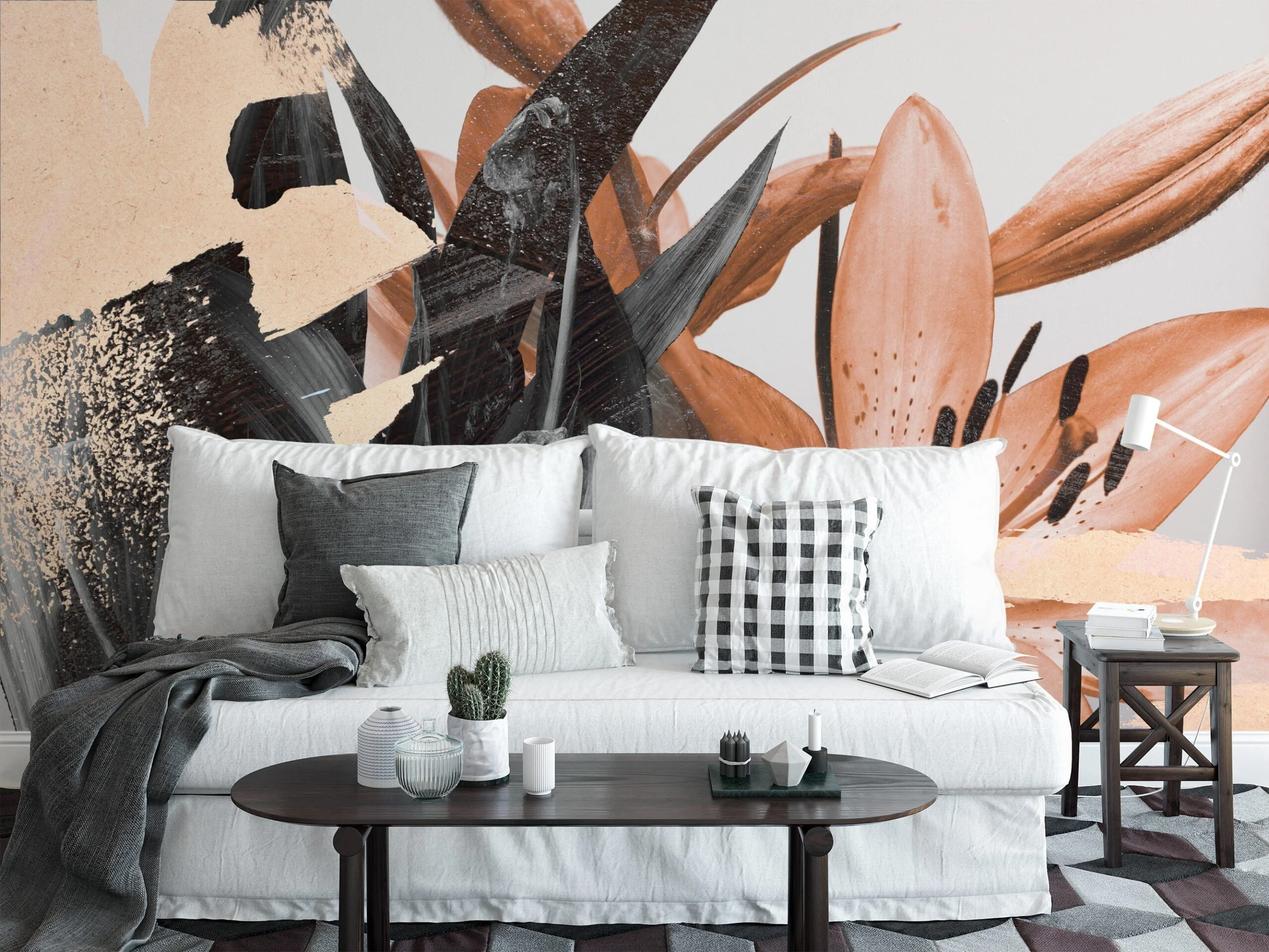 Soft Peach Flower Wallpaper, Peel and Stick Self Adhesive Removable Wall Mural, A Beautiful Addition to Your Living Room