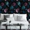 Turquoise and Pink Floral Peel and Stick Wallpaper, Self Adhesive Removable Wall Mural for Living Room, Bedroom, or Bathroom