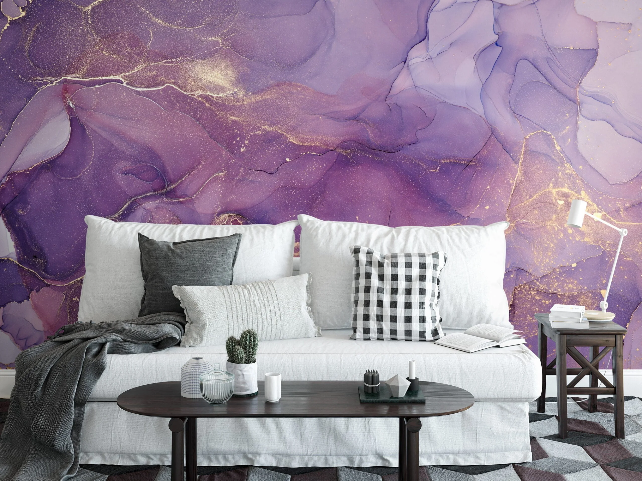 Pink and Purple Shades Marble Patterned Wallpaper - Removable Self-Adhesive Peel & Stick Wall Mural for Whimsical Home Decor