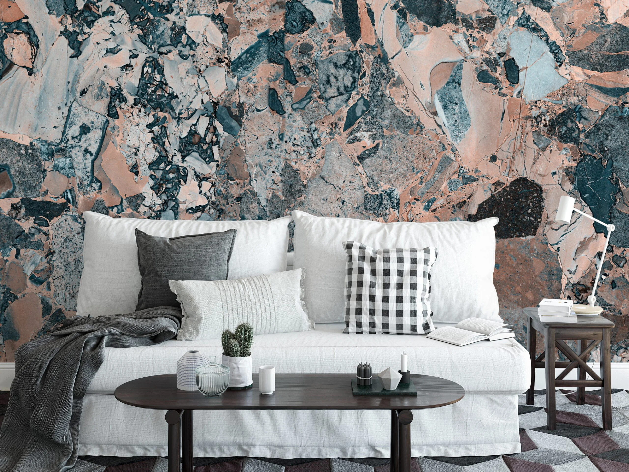 Mix Colored Stone Marble Wallpaper, Peel & Stick Self Adhesive Mural for a Bold and Modern Look