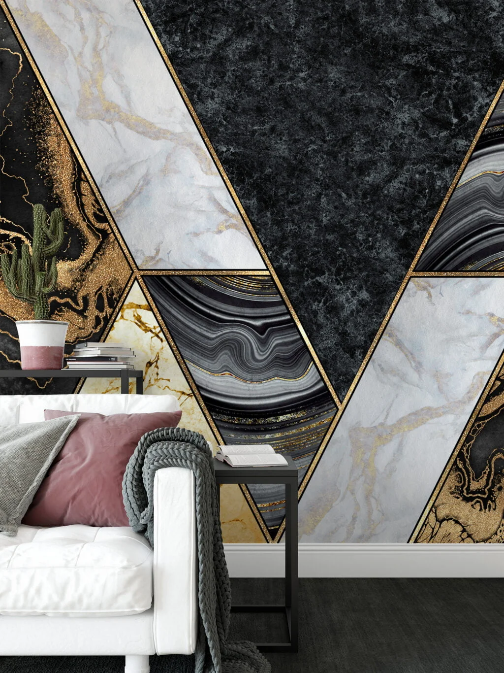 Modern Peel & Stick Black Gold Marble Pattern Wallpaper for a Chic and Stylish Home and Office Decor