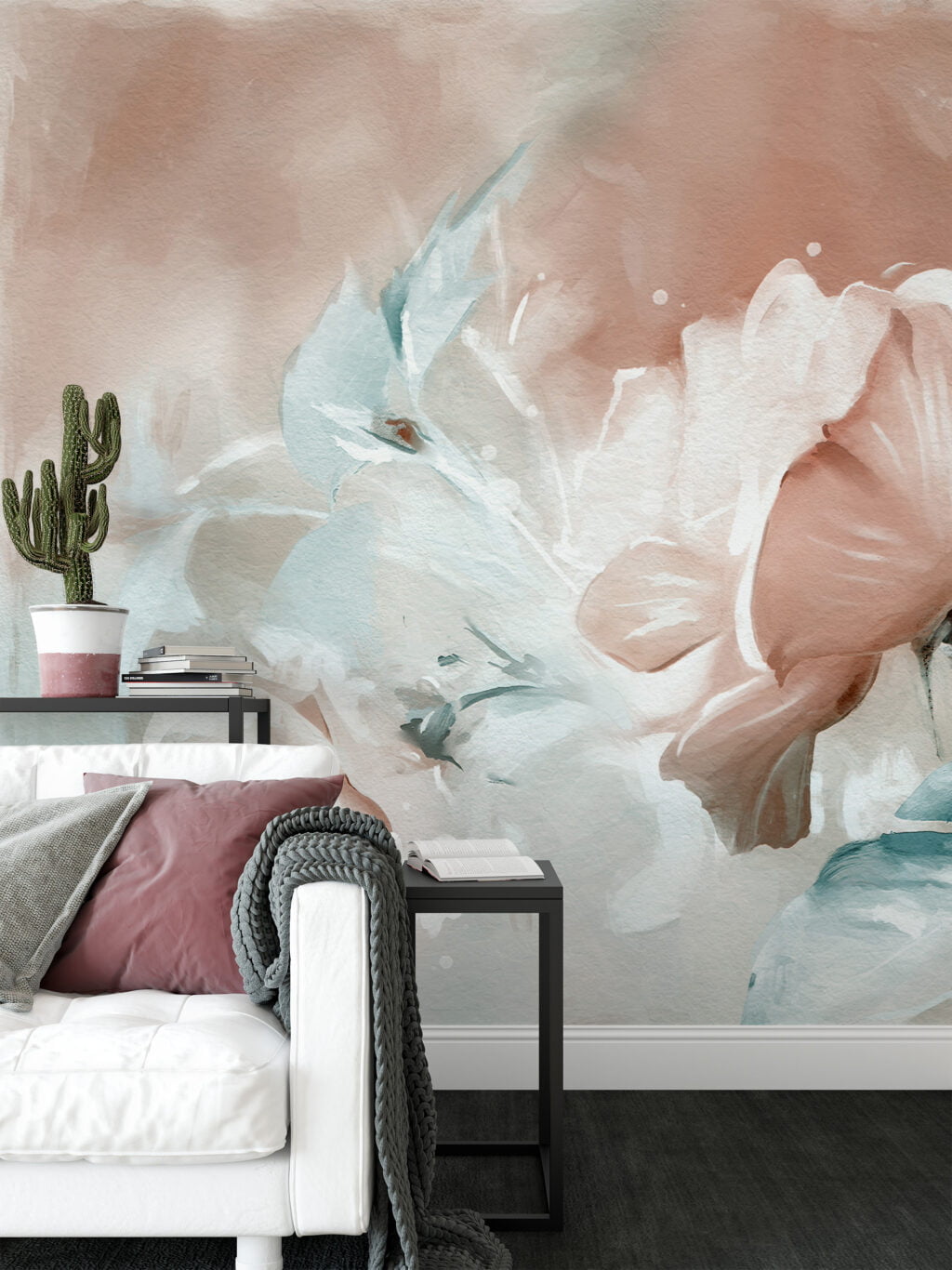 Oil Painting with Rose Flowers Wallpaper - Traditional Style Floral Design with Realistic Oil Painting Effect