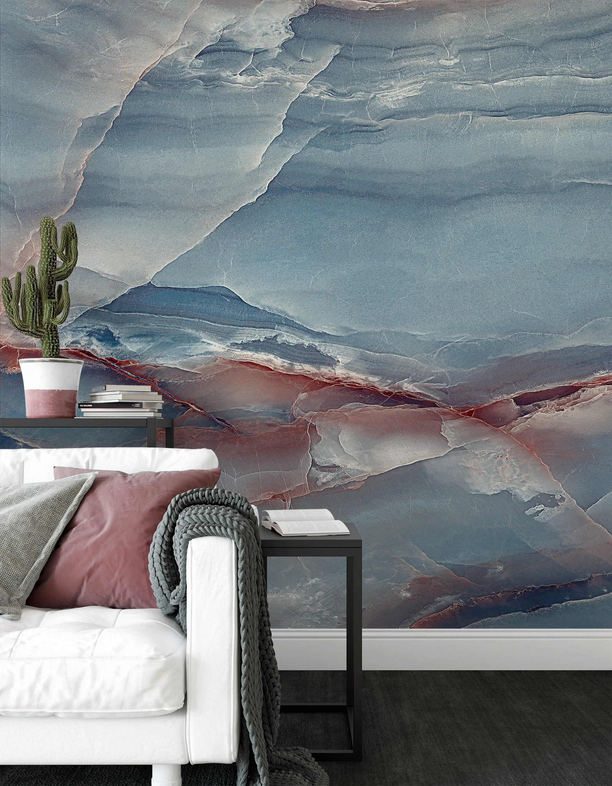 Blue Crystal Marble Wallpaper, a Peel & Stick Self Adhesive Mural that Adds Elegance to any Room