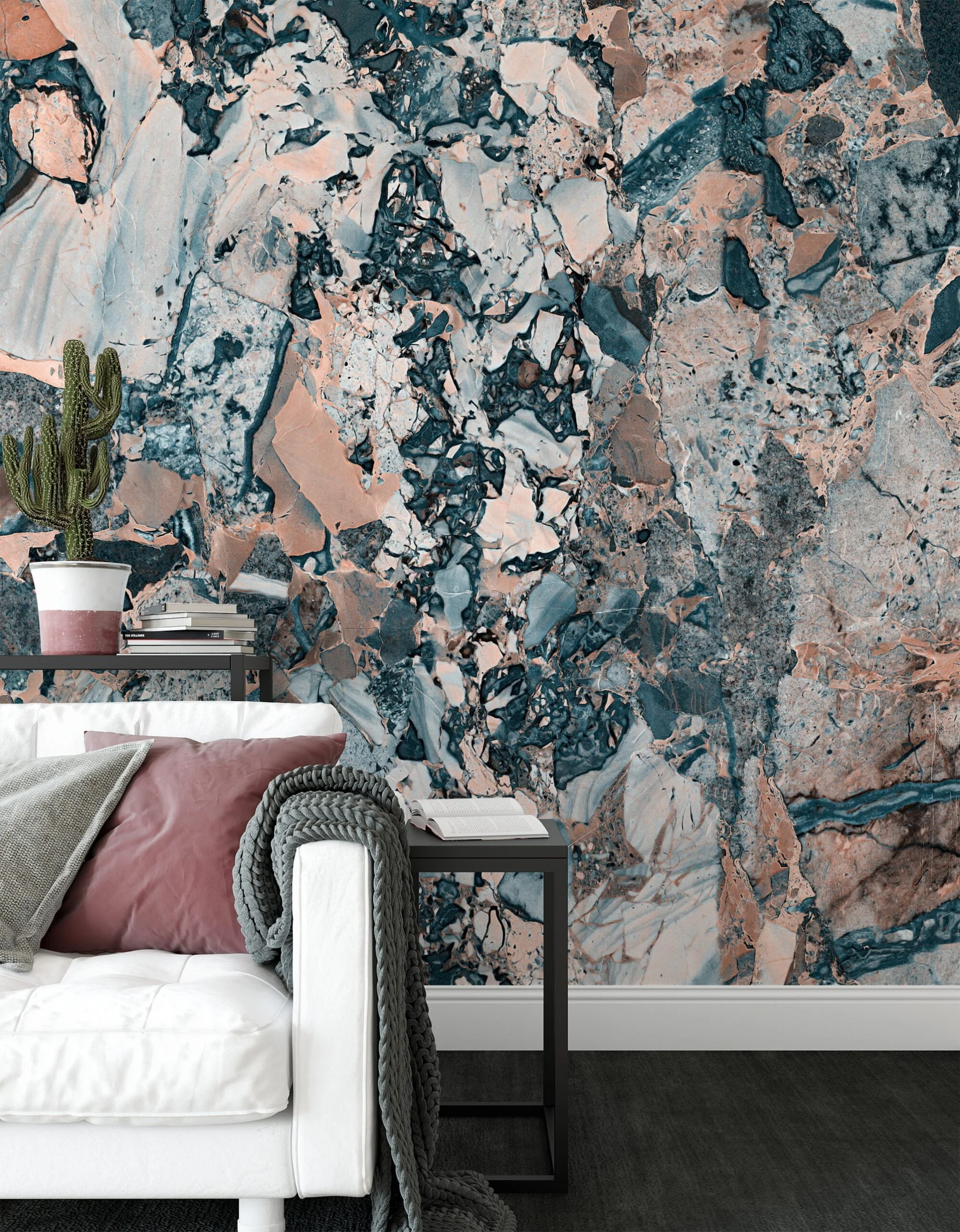 Mix Colored Stone Marble Wallpaper, Peel & Stick Self Adhesive Mural for a Bold and Modern Look
