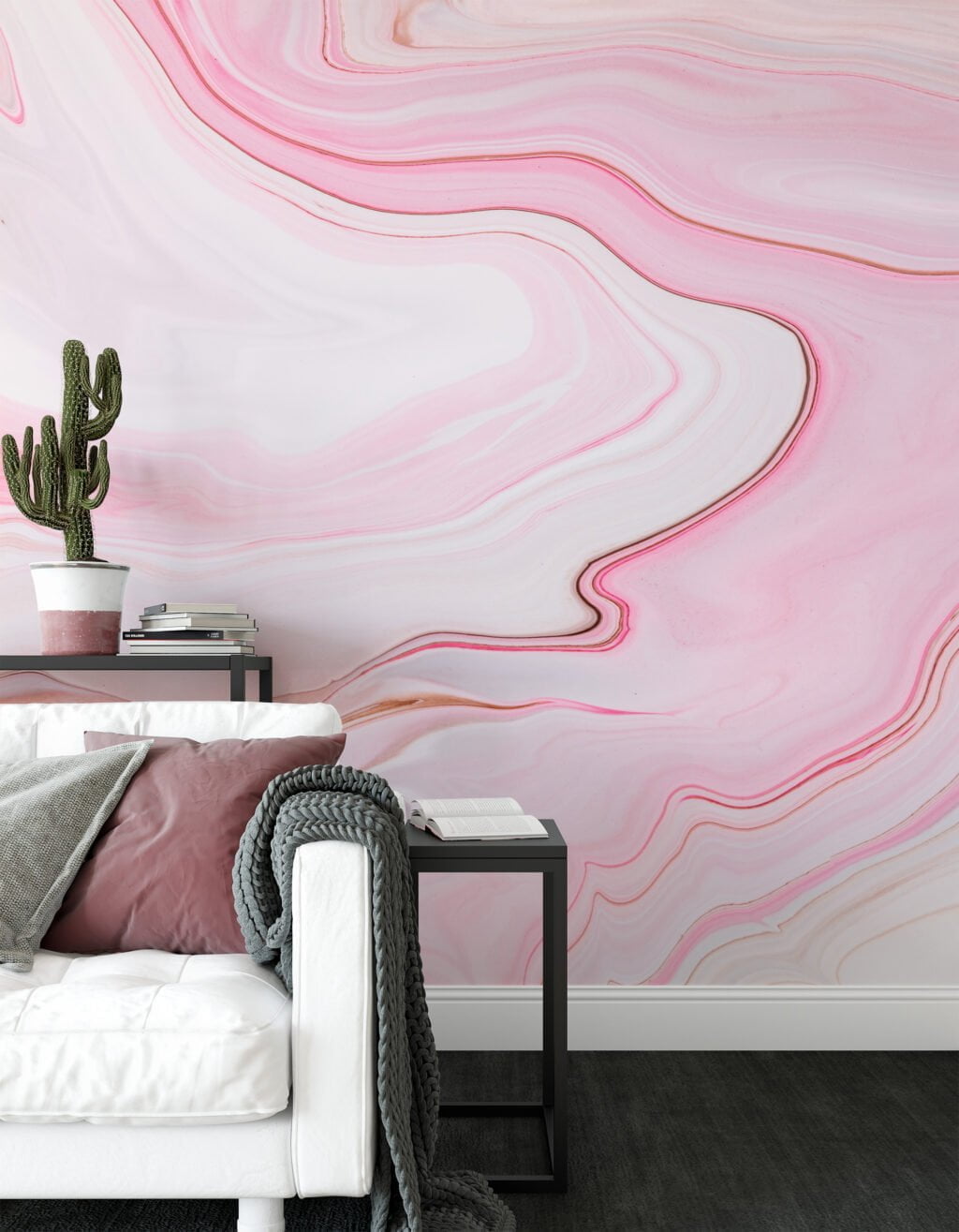 Pink Fluid Art Wall Mural - Peel and Stick, Easy to Apply and Perfect for Bedroom Walls