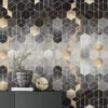 Geometric Black and Gold Hexagon Wallpaper - A Sophisticated Addition to Your Living Room, Bedroom, Bathroom, and Office Walls