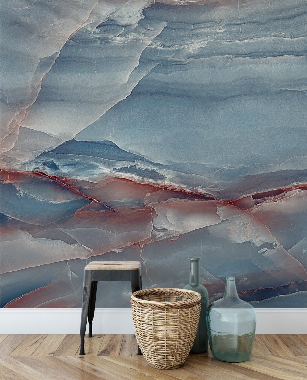Blue Crystal Marble Wallpaper, a Peel & Stick Self Adhesive Mural that Adds Elegance to any Room
