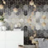Geometric Black and Gold Hexagon Wallpaper - A Sophisticated Addition to Your Living Room, Bedroom, Bathroom, and Office Walls