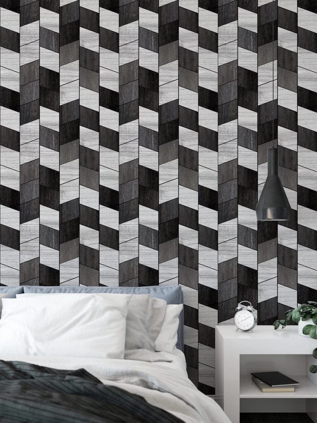 Customizable Geometric Wooden Panel Pattern Wall Mural with Self-Adhesive Peel and Stick Options, Removable Properties for Modern Wallpaper in Living Rooms