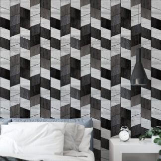 Customizable Geometric Wooden Panel Pattern Wall Mural with Self-Adhesive Peel and Stick Options, Removable Properties for Modern Wallpaper in Living Rooms
