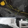 Black and Gold Marble Patterned Wallpaper - Removable Self-Adhesive Peel & Stick Wall Mural for Luxurious Home Decor
