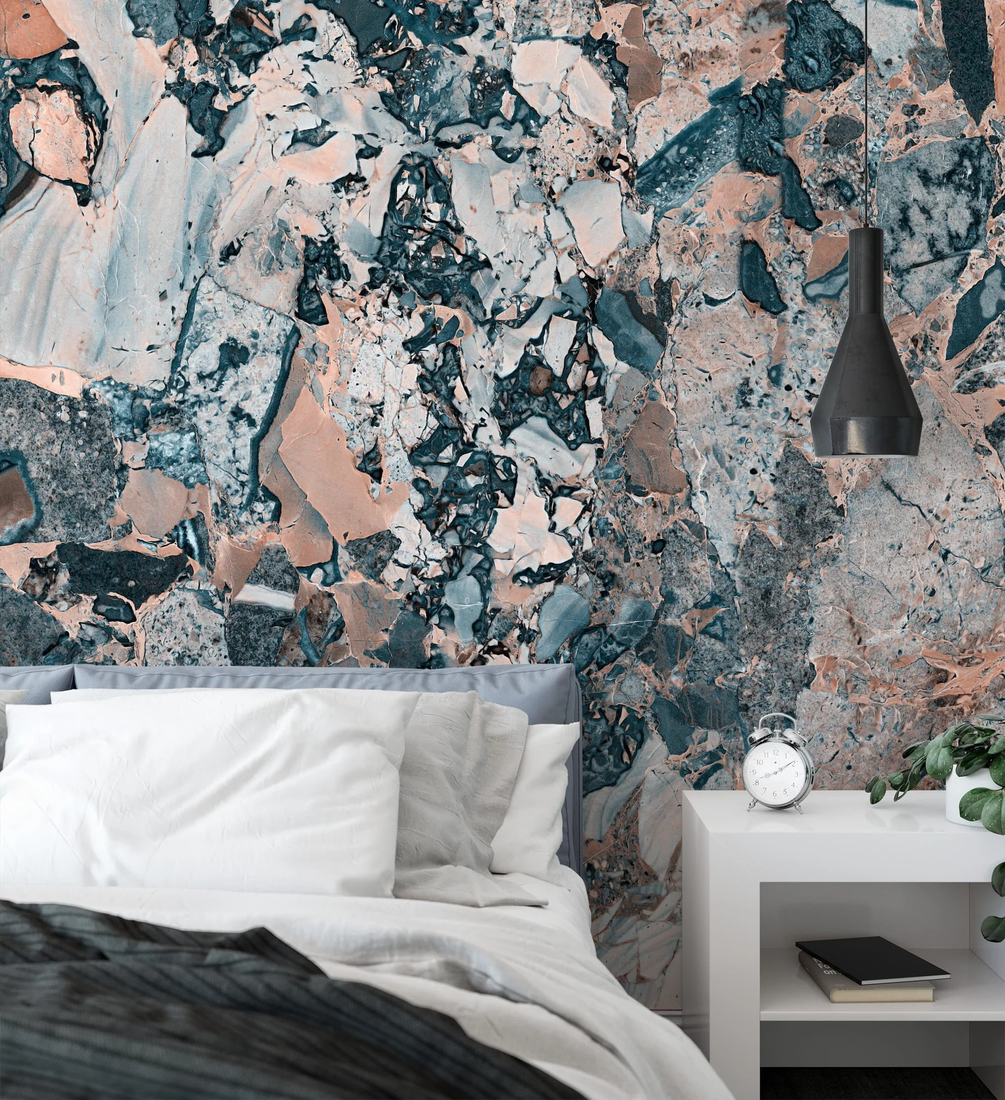 Mix Colored Stone Marble Wallpaper, Peel & Stick Self Adhesive Mural for a Bold and Modern Look