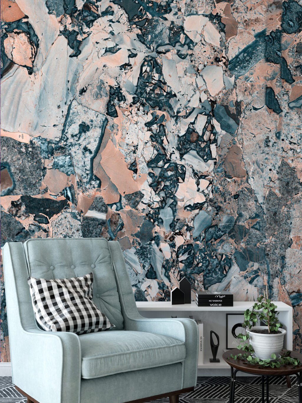 Mix Colored Stone Marble Wallpaper, Peel & Stick Self Adhesive Mural for a Bold and Modern Look