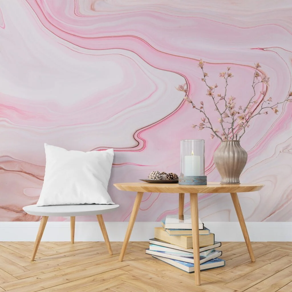 Pink Fluid Art Wall Mural - Peel and Stick, Easy to Apply and Perfect for Bedroom Walls