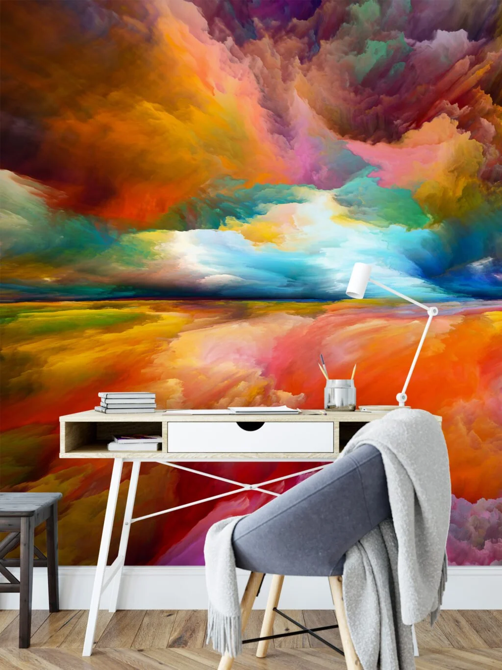 Self-Adhesive and Removable Colorful Sunset Mural Wallpaper - Perfect for a Quick Room Makeover