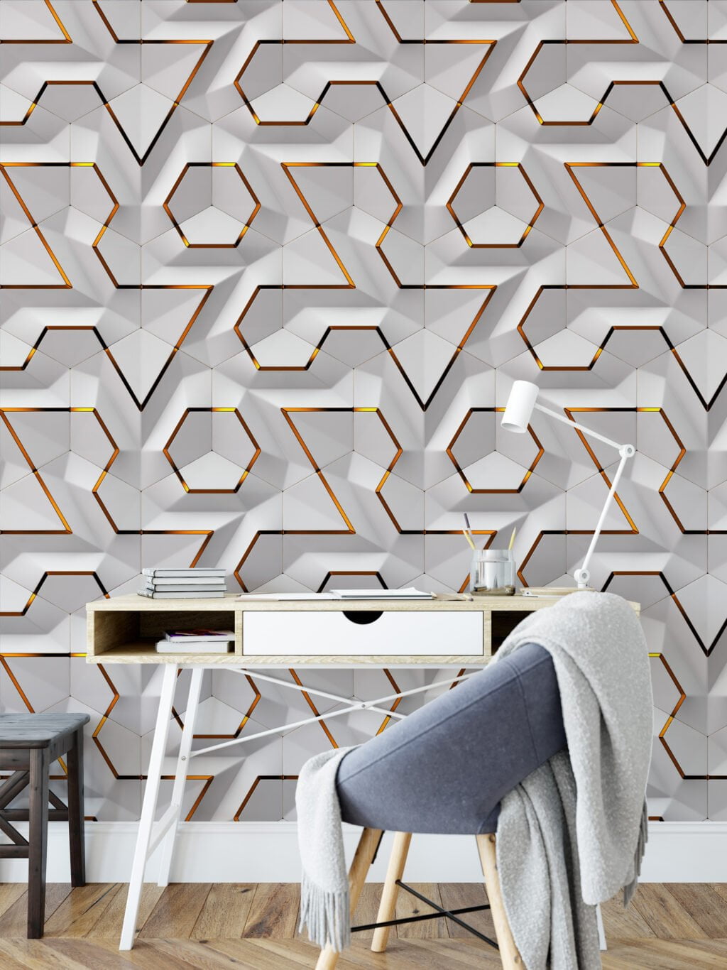 Peel and Stick White Geometric Modules Wallpaper, Self-Adhesive Removable Wall Mural, Modern Wall Decoration for Living Rooms or Bedrooms