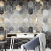 Geometric Black and Gold Hexagon Wallpaper - A Sophisticated Addition to Your Living Room, Bedroom, Bathroom, and Office Walls