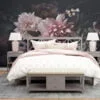 Pink Flowers With Dark Background Wallpaper, Romantic and Moody Peel and Stick Wall Mural, Self Adhesive Removable Wallpaper for a Glamorous and Luxe Bedroom