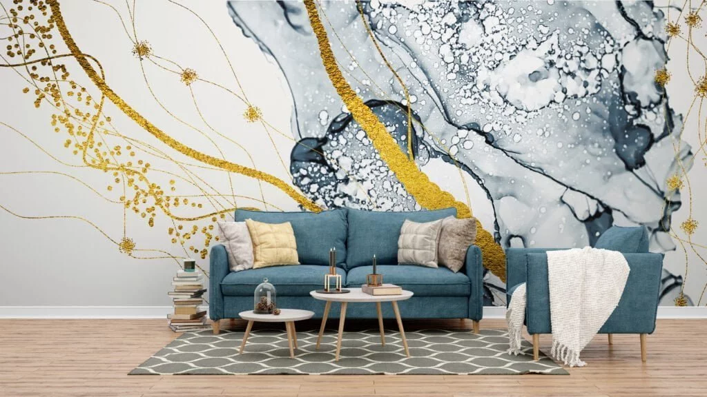 Abstract Gold Swirl Removable Wallpaper - Easy to Install Peel & Stick Mural