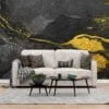 Black and Gold Marble Patterned Wallpaper - Removable Self-Adhesive Peel & Stick Wall Mural for Luxurious Home Decor