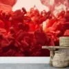 Crimson Ink in Water Wallpaper - Abstract Red Liquid Design for Bold Wall Decor
