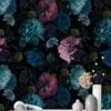 Turquoise and Pink Floral Peel and Stick Wallpaper, Self Adhesive Removable Wall Mural for Living Room, Bedroom, or Bathroom