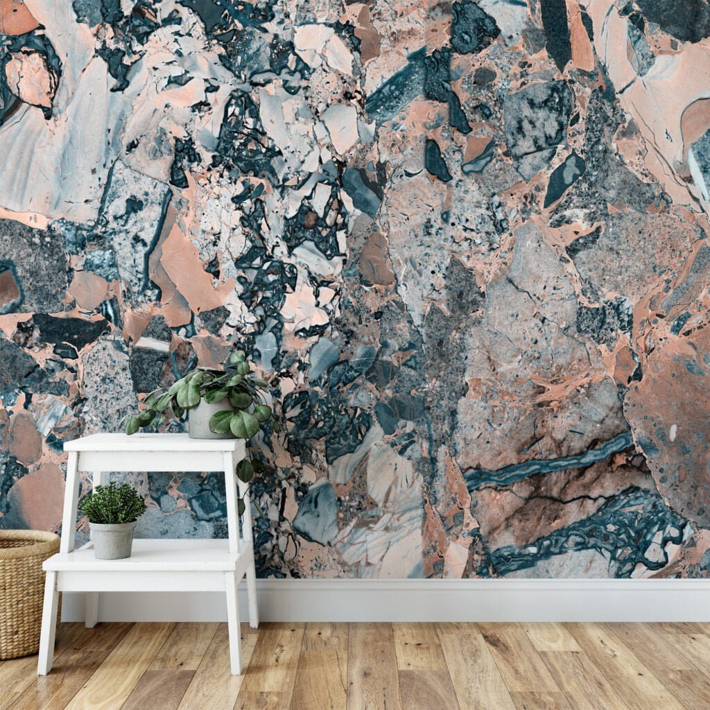 Mix Colored Stone Marble Wallpaper, Peel & Stick Self Adhesive Mural for a Bold and Modern Look