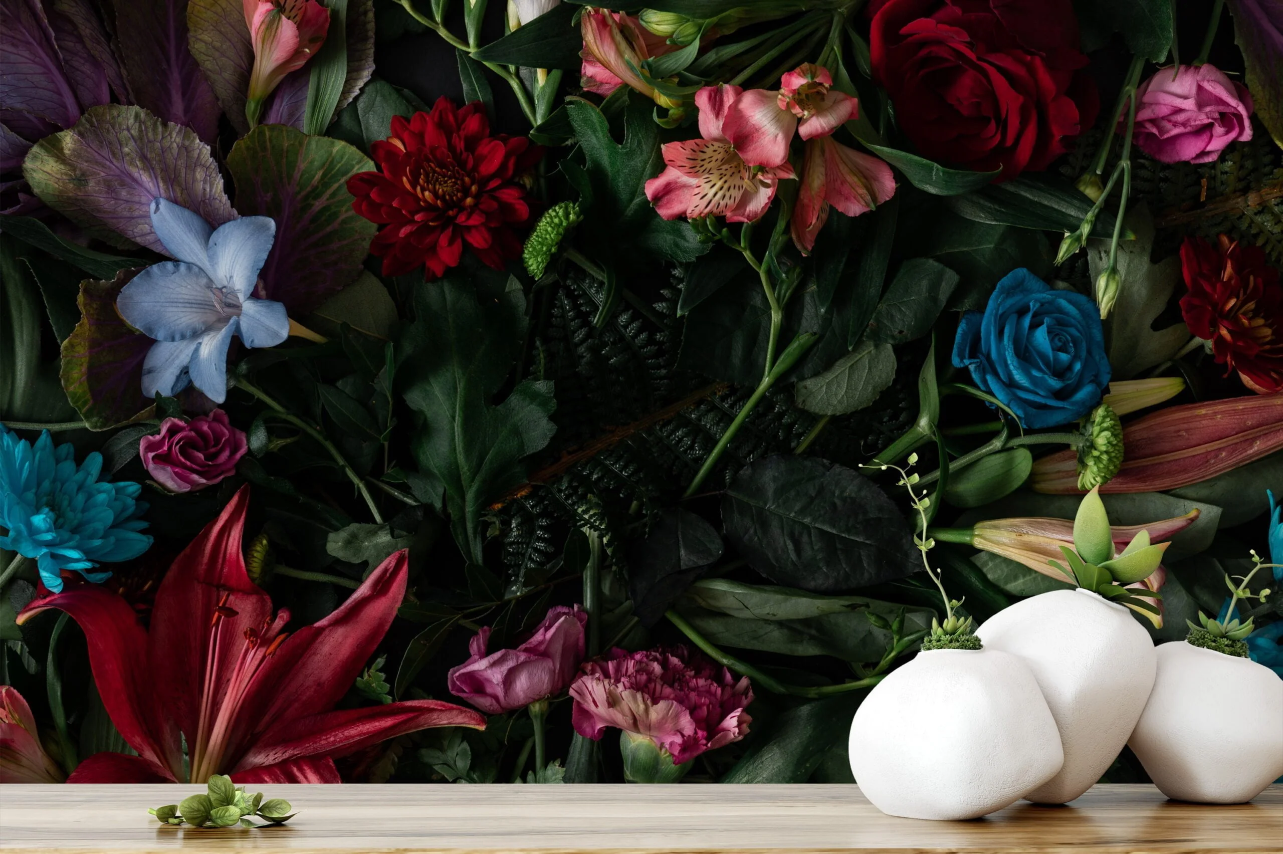 Classic Botanical Illustration Wallpaper with Vintage Flowers and Leaves