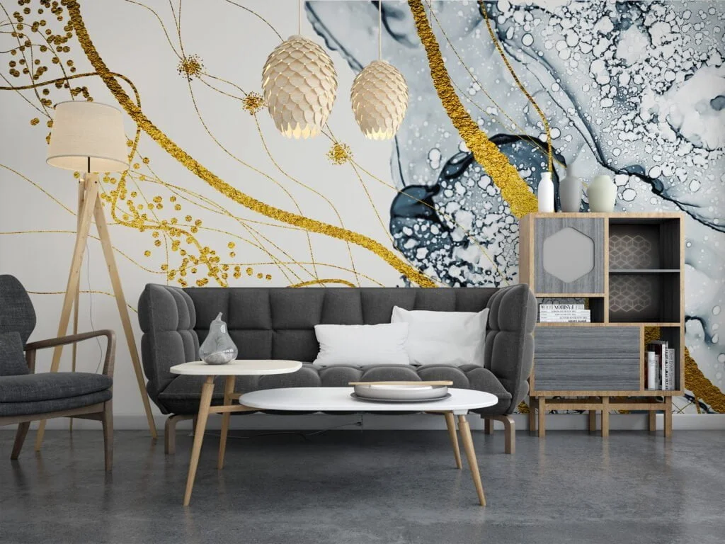 Abstract Gold Swirl Removable Wallpaper - Easy to Install Peel & Stick Mural