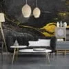 Black and Gold Marble Patterned Wallpaper - Removable Self-Adhesive Peel & Stick Wall Mural for Luxurious Home Decor