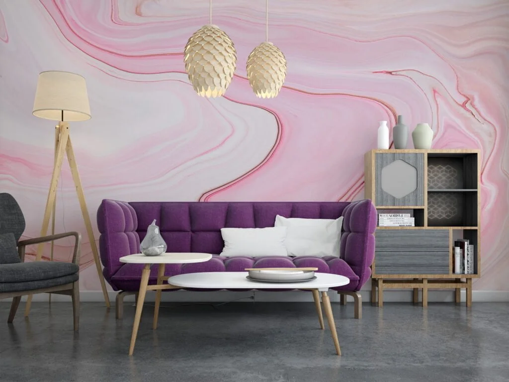 Pink Fluid Art Wall Mural - Peel and Stick, Easy to Apply and Perfect for Bedroom Walls