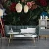 Classic Botanical Illustration Wallpaper with Vintage Flowers and Leaves