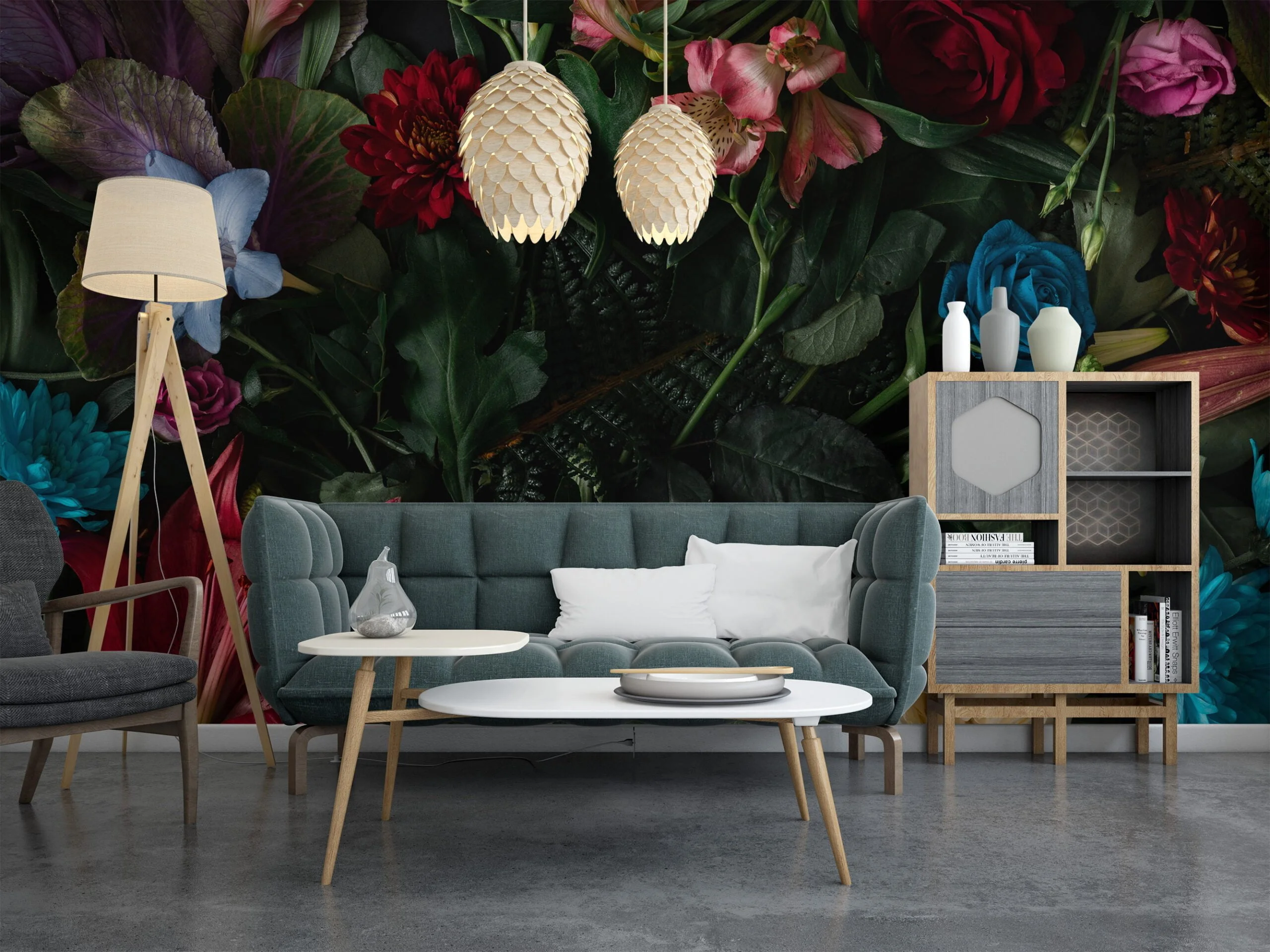 Classic Botanical Illustration Wallpaper with Vintage Flowers and Leaves