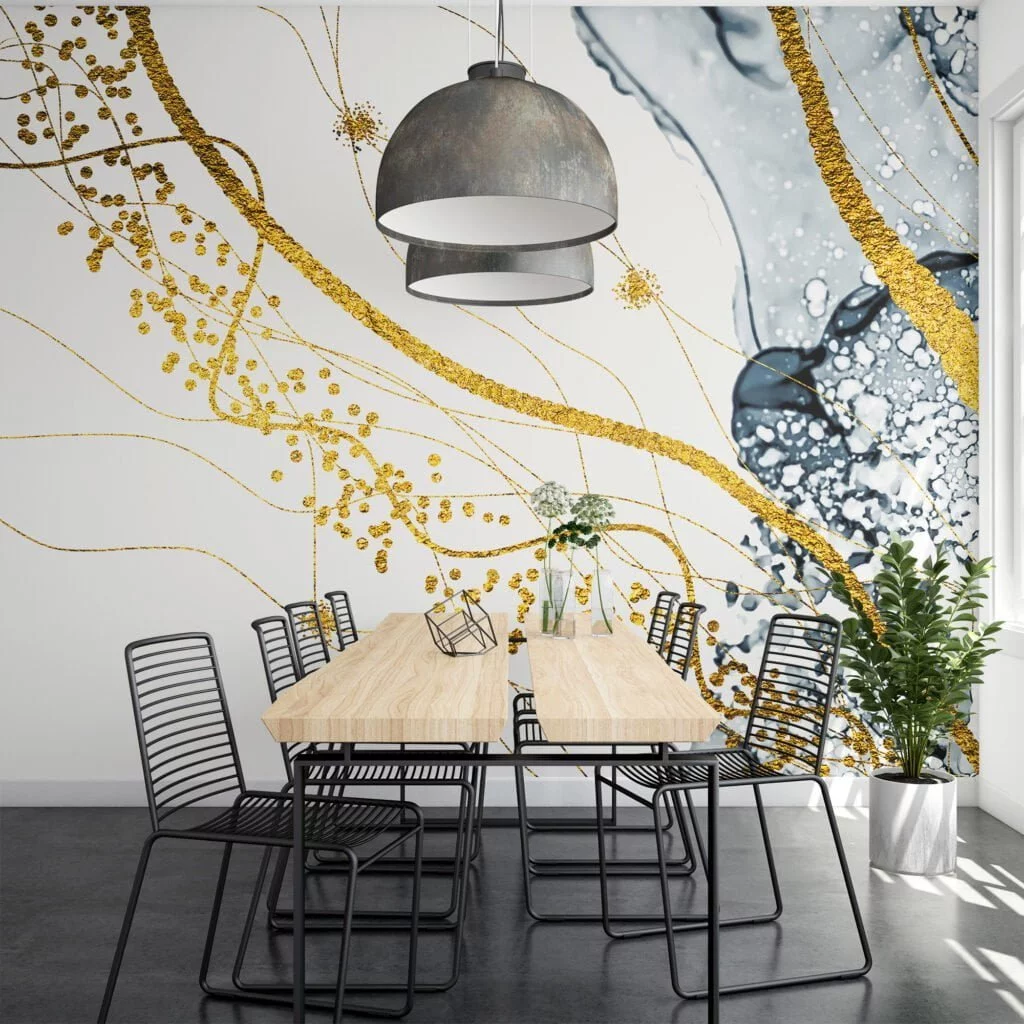 Abstract Gold Swirl Removable Wallpaper - Easy to Install Peel & Stick Mural