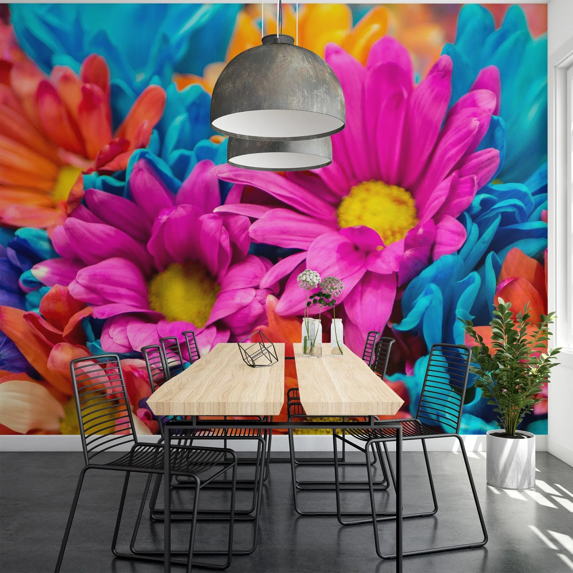 Nature-Inspired Spring Flowers Wallpaper, Peel and Stick Self Adhesive Removable Wall Mural, Colorful Floral Pattern for Modern Home Decor