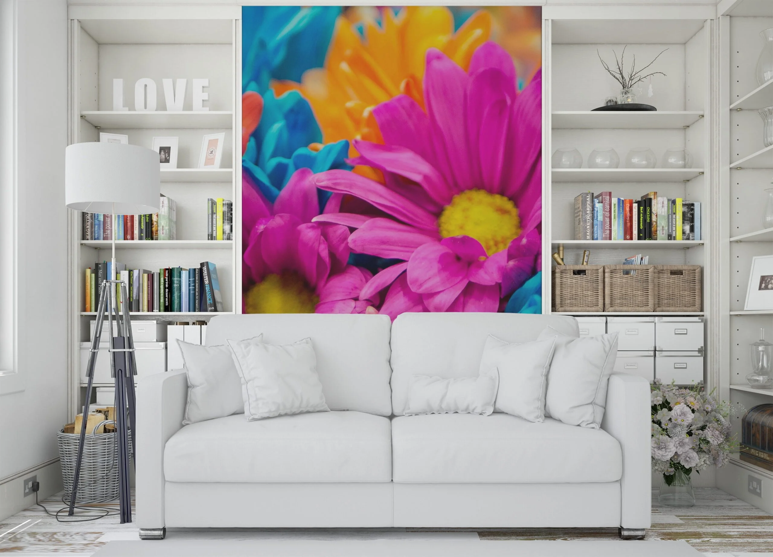 Nature-Inspired Spring Flowers Wallpaper, Peel and Stick Self Adhesive Removable Wall Mural, Colorful Floral Pattern for Modern Home Decor