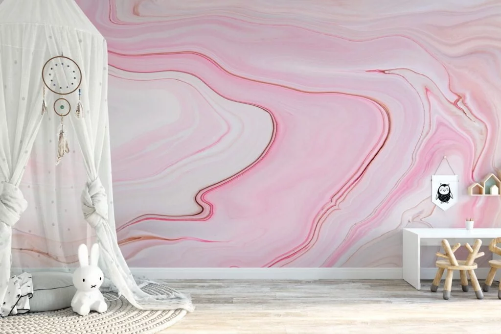 Pink Fluid Art Wall Mural - Peel and Stick, Easy to Apply and Perfect for Bedroom Walls