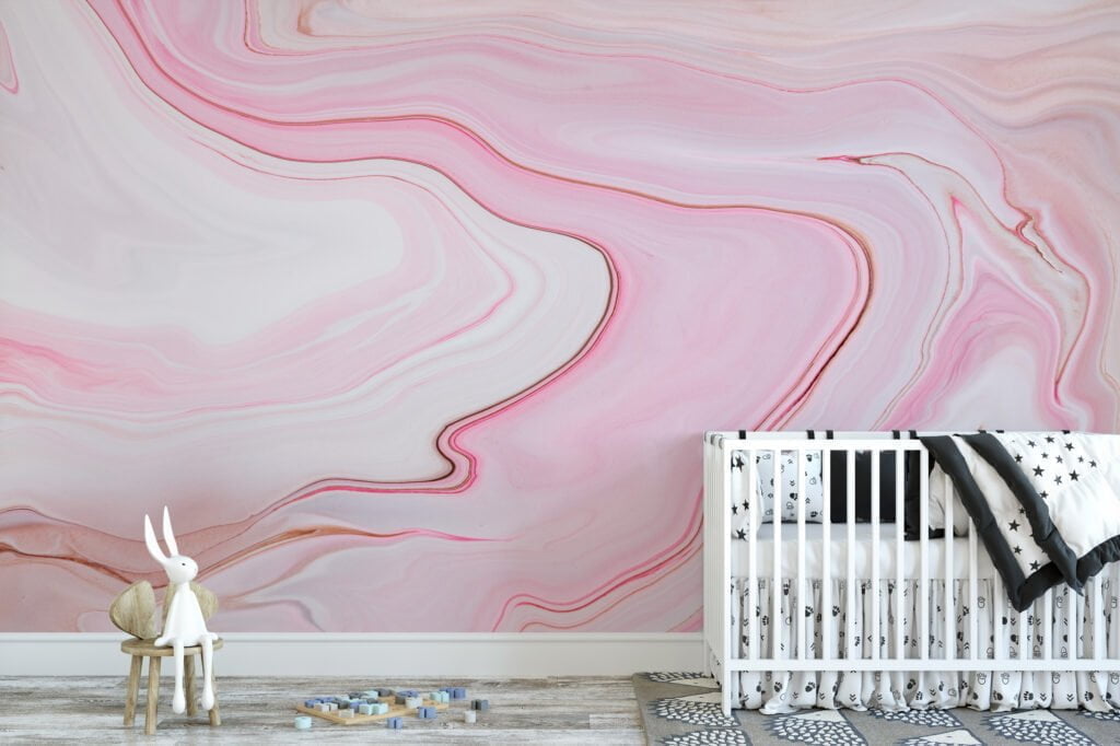 Pink Fluid Art Wall Mural - Peel and Stick, Easy to Apply and Perfect for Bedroom Walls