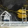 Black and Gold Marble Patterned Wallpaper - Removable Self-Adhesive Peel & Stick Wall Mural for Luxurious Home Decor - Image 2