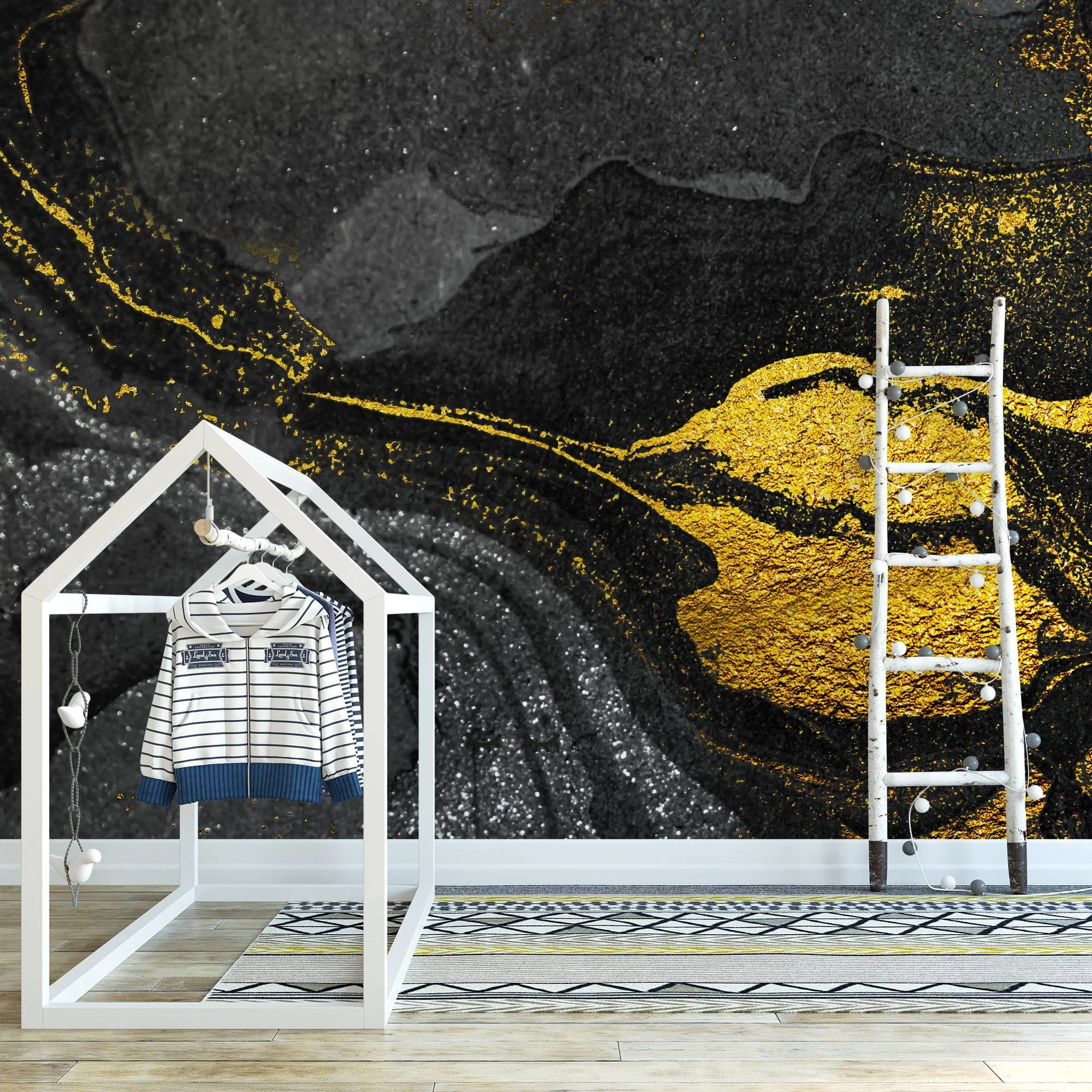 Black and Gold Marble Patterned Wallpaper - Removable Self-Adhesive Peel & Stick Wall Mural for Luxurious Home Decor - Image 2