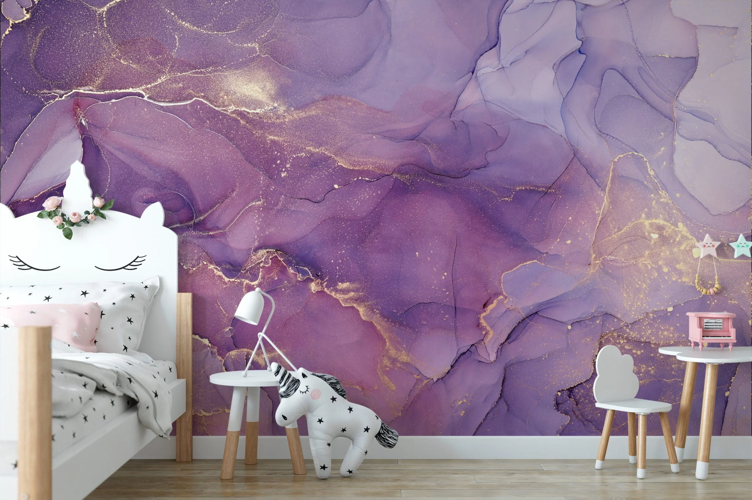 Pink and Purple Shades Marble Patterned Wallpaper - Removable Self-Adhesive Peel & Stick Wall Mural for Whimsical Home Decor