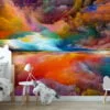 Self-Adhesive and Removable Colorful Sunset Mural Wallpaper - Perfect for a Quick Room Makeover